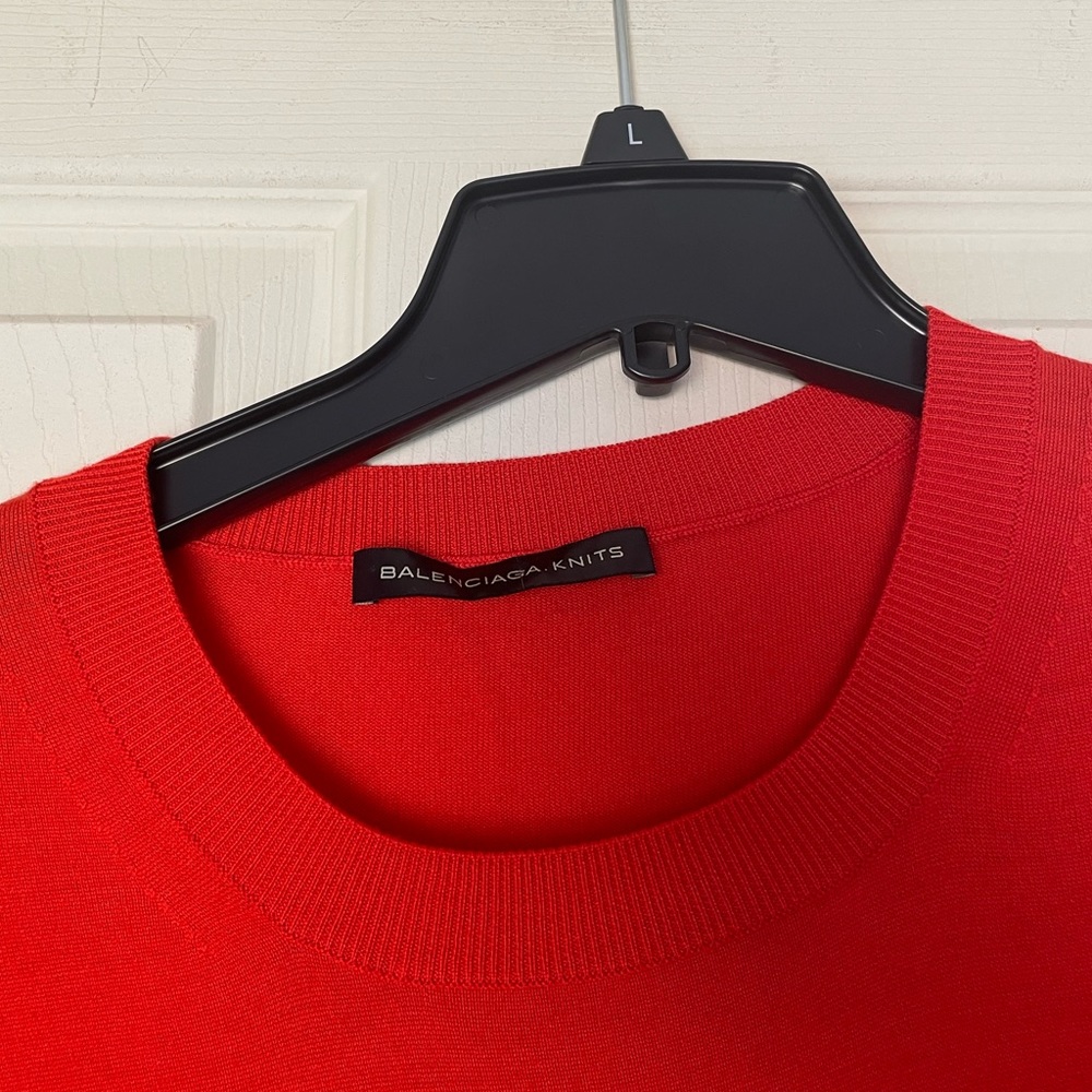 Balenciaga Sweater Dress Virgin Wool Valentine Red Mini - Picture 10 of 16